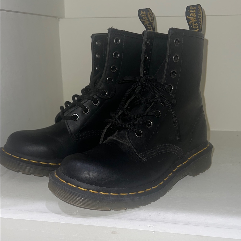 Dr. Martens Black Leather Combat Boots